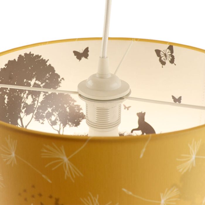 Stoff Kinder Pendelleuchte Gelb, Schmetterling