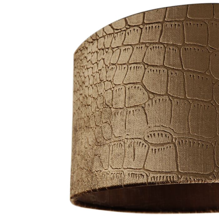 30 cm Samt Lampenschirm Braun Kroko Stoff, Emilius