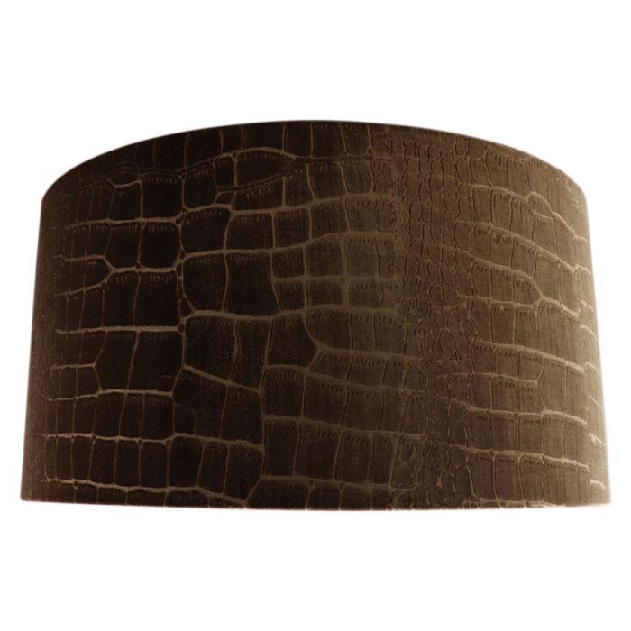 50 cm Samt Lampenschirm Braun Kroko Stoff, Emilius