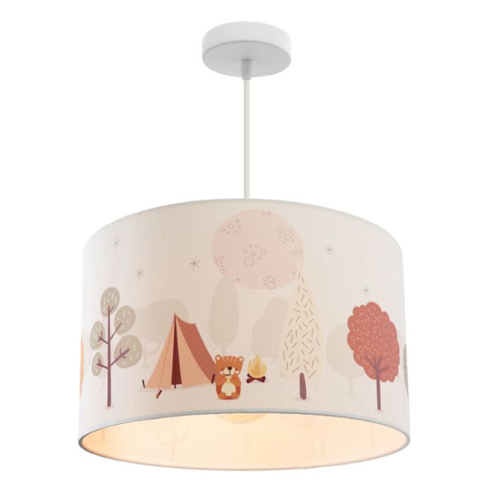 Stoff Kinderzimmer Pendelleuchte Weiß, Forest life