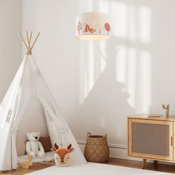 Stoff Kinderzimmer Pendelleuchte Weiß, Forest life