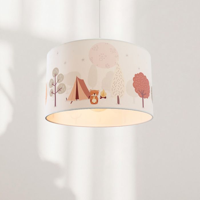 Stoff Kinderzimmer Pendelleuchte Weiß, Forest life