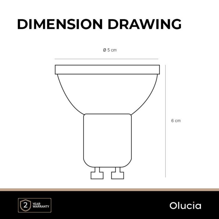 Olucia GU10 LED-Lampe, Antonie, schwarz, 3w, 2700K