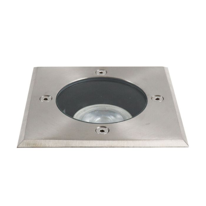 Moderne Bodeneinbaustrahler außen Chrom, Clenton, IP44