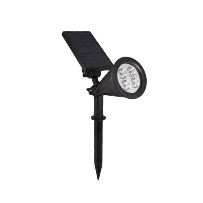 Schwarze Solar Außenstrahler, Oualid, 2W, 5500K LED, IP65