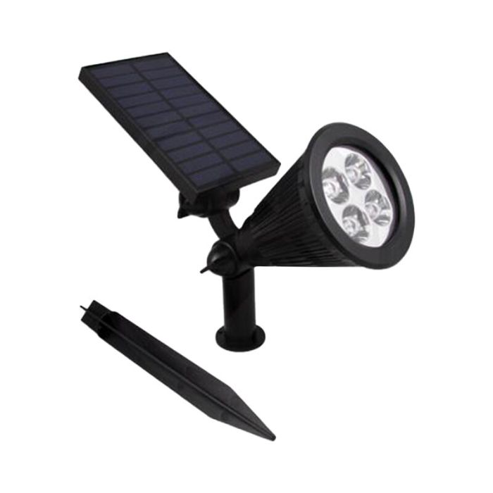 Schwarze Solar Außenstrahler, Oualid, 2W, 5500K LED, IP65