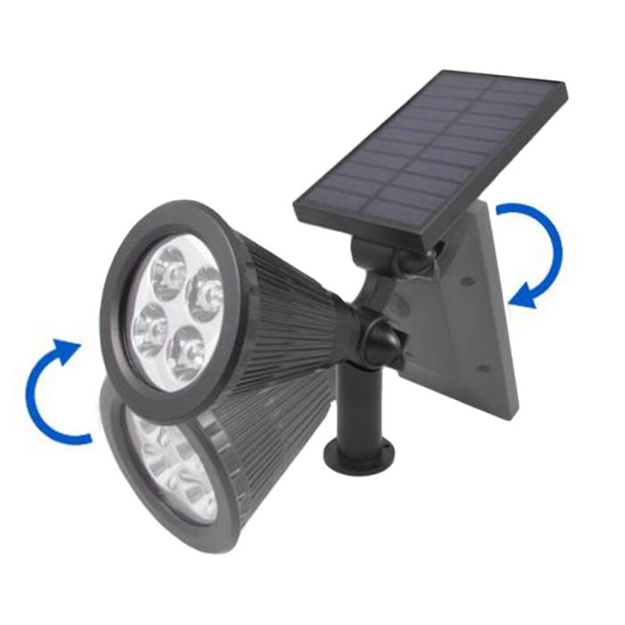 Schwarze Solar Außenstrahler, Oualid, 2W, 5500K LED, IP65