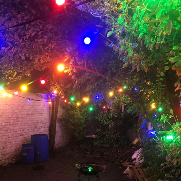 50m Lichterkette mit 100 farbigen Lampen