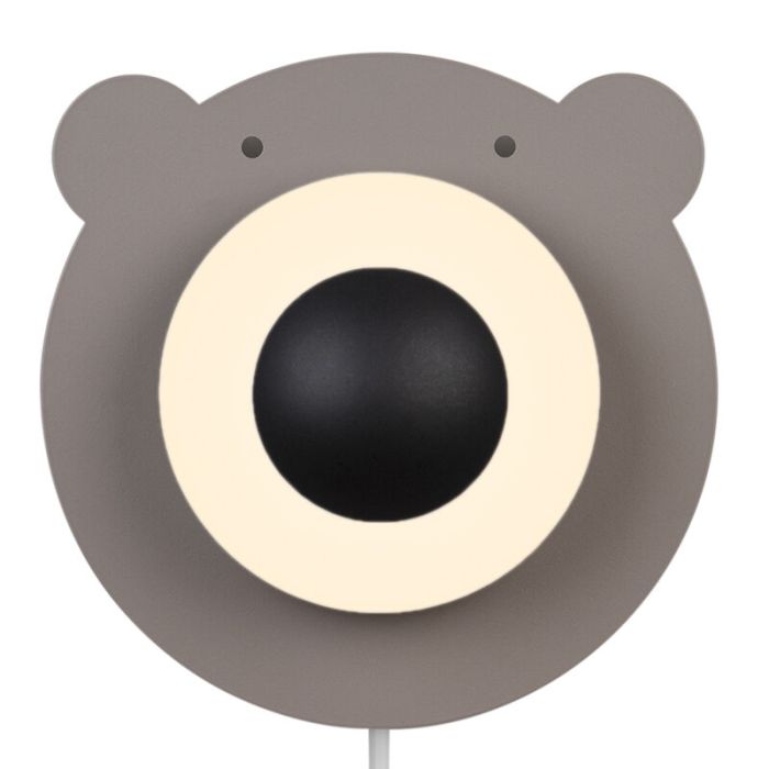 Braune Kinderzimmer Wandleuchte Metall, Brunabear, mit Schalter
