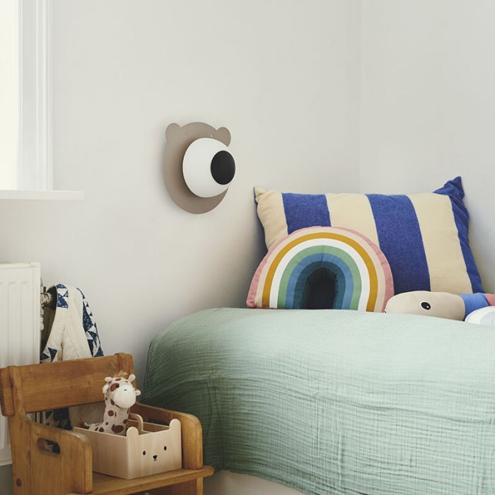 Braune Kinderzimmer Wandleuchte Metall, Brunabear, mit Schalter