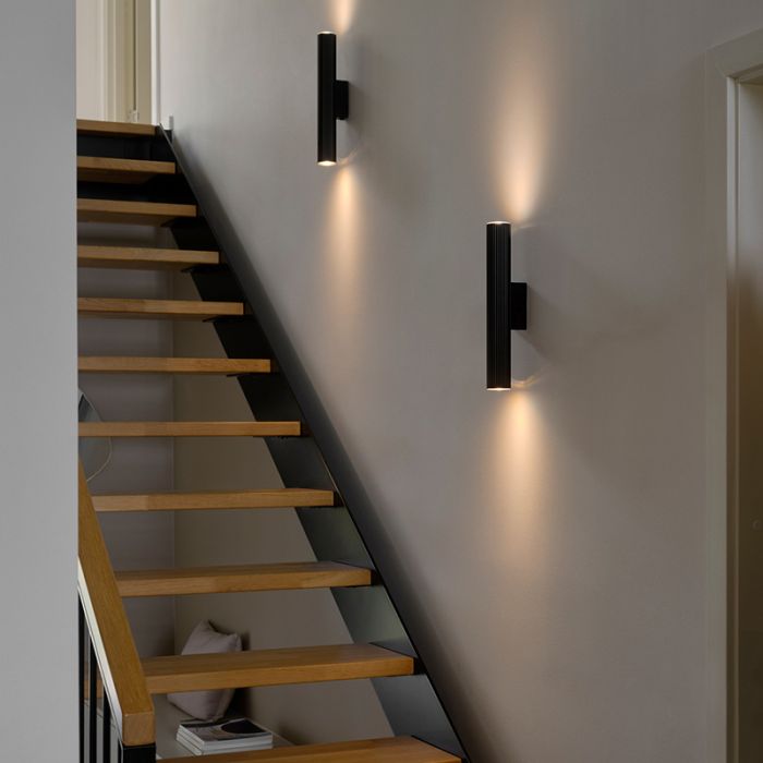 Schwarze Up down Wandleuchte Modern, Vico, mit Schalter