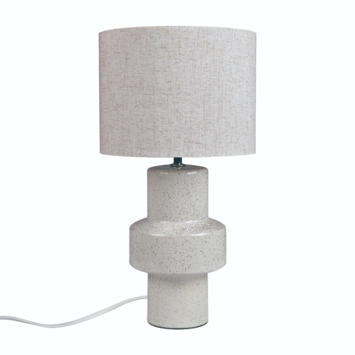 Keramik Tischleuchte Beige, Dugan, mit Schalter