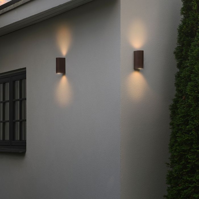 Rostfarbene Up down Wandleuchte Modern, Dion, IP44
