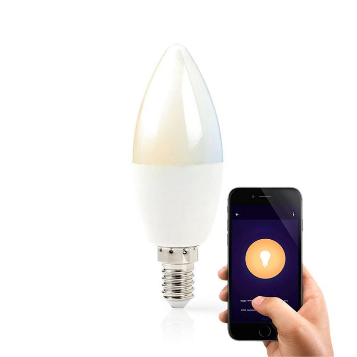 E14 Smart Glühbirne, Wi-Fi, warmes bis kaltes weißes Licht