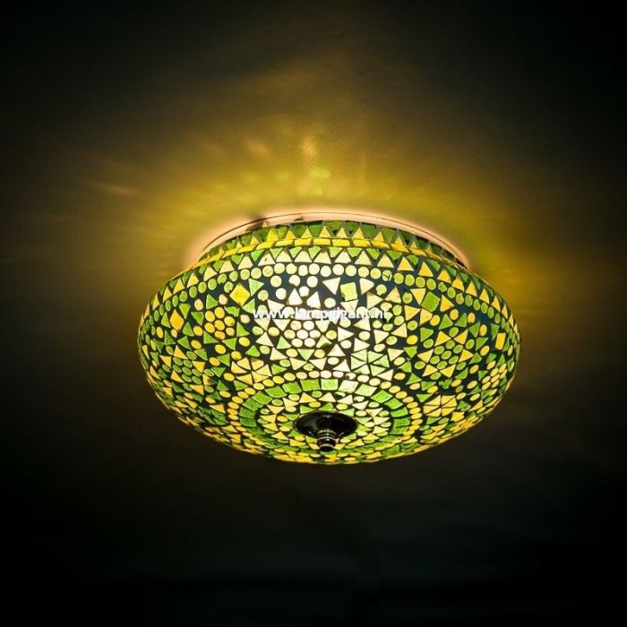 Grüne Mosaik Deckenlampe Orientalisch, Mimoun