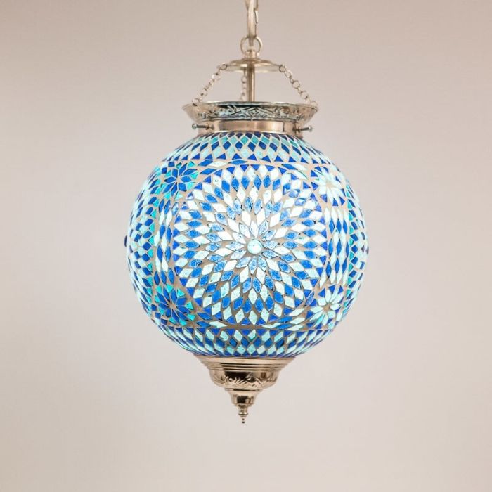 Blaue Mosaik Pendelleuchte Orientalisch, Aziza