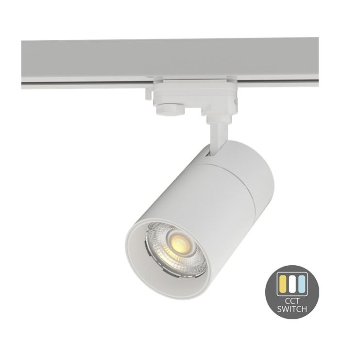 Weißer 3-Phasen-LED-Schienenstrahler Rozina, 20W, weißer Schalter, dimmbar, Pro