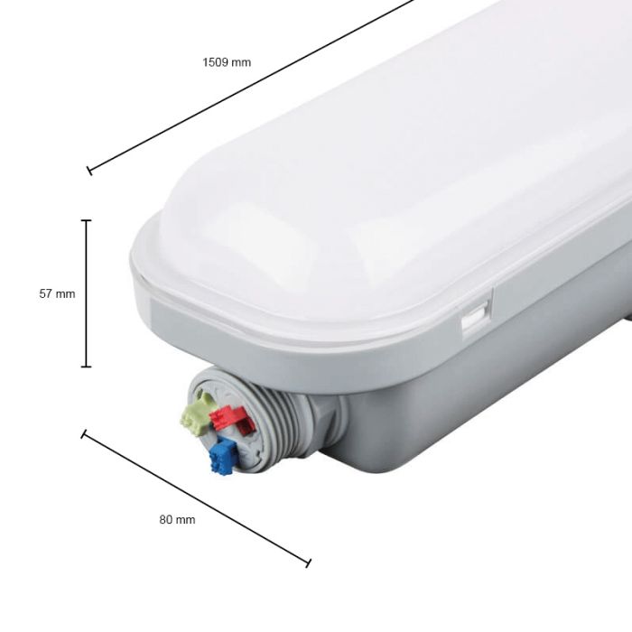 Weiße LED Werkstatt Deckenleuchte, Tribun, 50W, 6000K LED, IP65