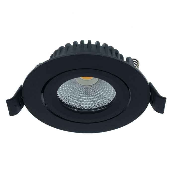 Schwarze Einbaustrahler Aluminium, Wimke, 5W, 2700K LED, IP44