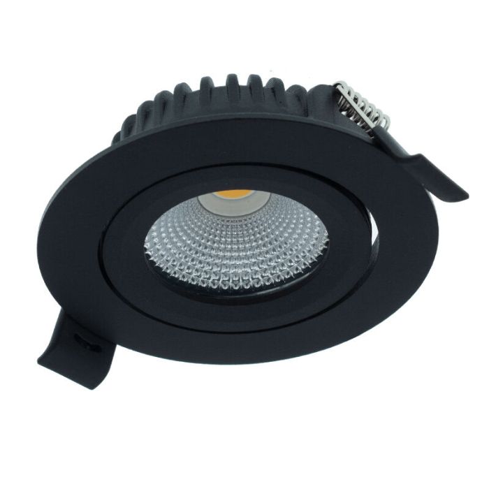 Schwarze Einbaustrahler Aluminium, Wimke, 5W, 2700K LED, IP44
