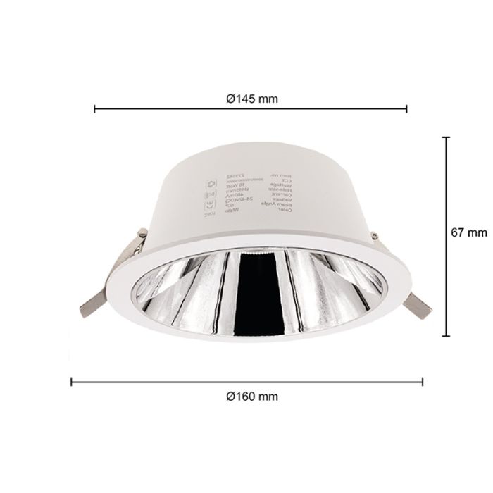 Weiße Downlight Aluminium, Maud, 16W, White Switch LED, IP22