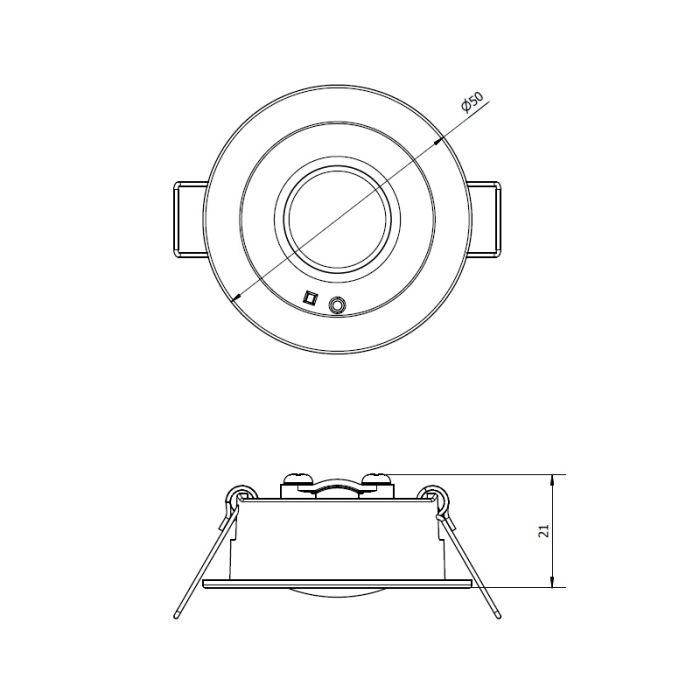 Weißer Notlicht-Einbaustrahler, 1,2 W, 6000 K LED, 360°-Linse