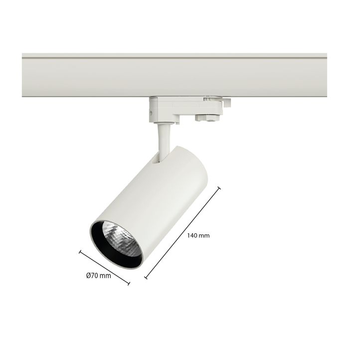 Weißer 3-Phasen-LED-Schienenstrahler Esmiralda, 10W, 3000K, Pro