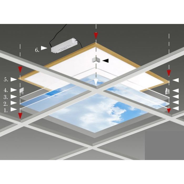 Fotodruck Wolke mit Wald - Set aus 4 Acrylplatten mit Aufdruck, für 60x60 cm LED-Panels