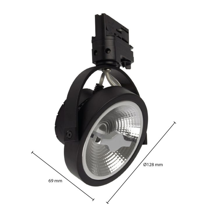 Schwarzer 3-Phasen-LED-Schienenstrahler Tirsa, 15W, 2700K, Pro