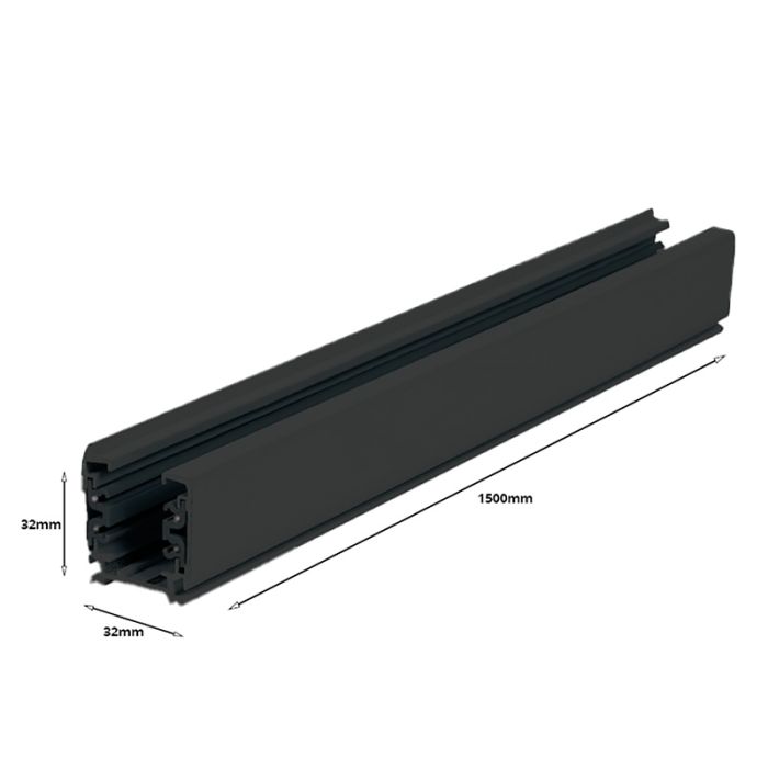 3-Phasen-Schiene, 1,5 Meter, schwarz, Pro