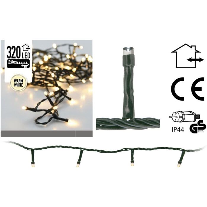 24m LED Weihnachtslichter draußen, 320 warmweiße Lichter