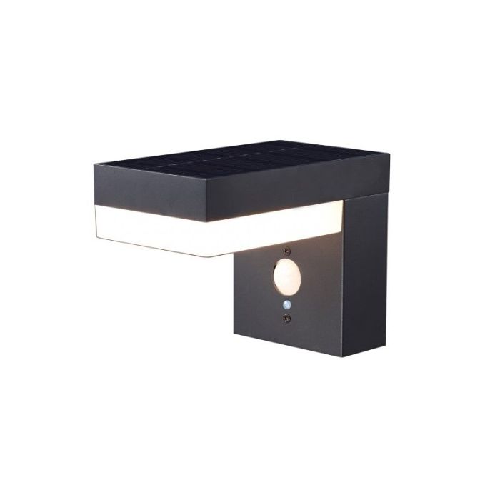 Schwarze moderne Solar Außen Wandleuchte Aluminium, Ritex, 6W, 2700K LED, IP44