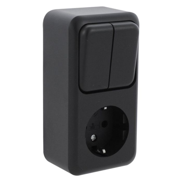 Q-Link Buchse und Schalter, seriell, geerdet, schwarz