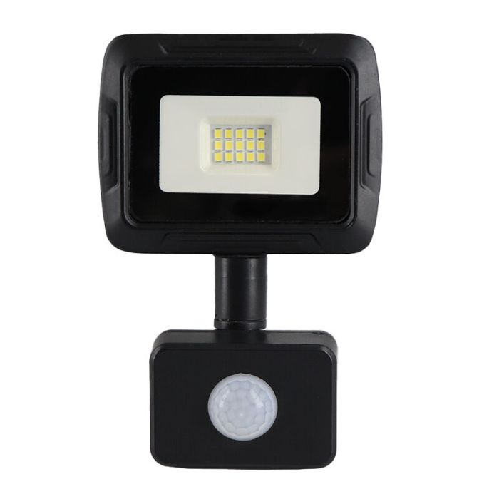 Schwarze Scheinwerfer mit Sensor Aluminium, Miro, 10W, 6000K LED, IP65