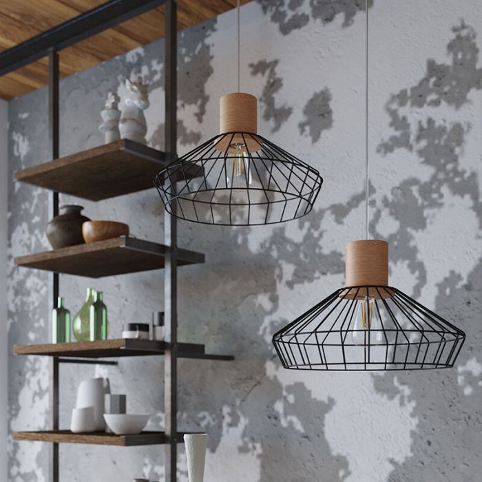 Holz Pendelleuchte Braun, Gesina