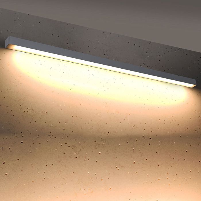 Aluminium Deckenleuchte Grau, Mascha, 48W, 3000K LED