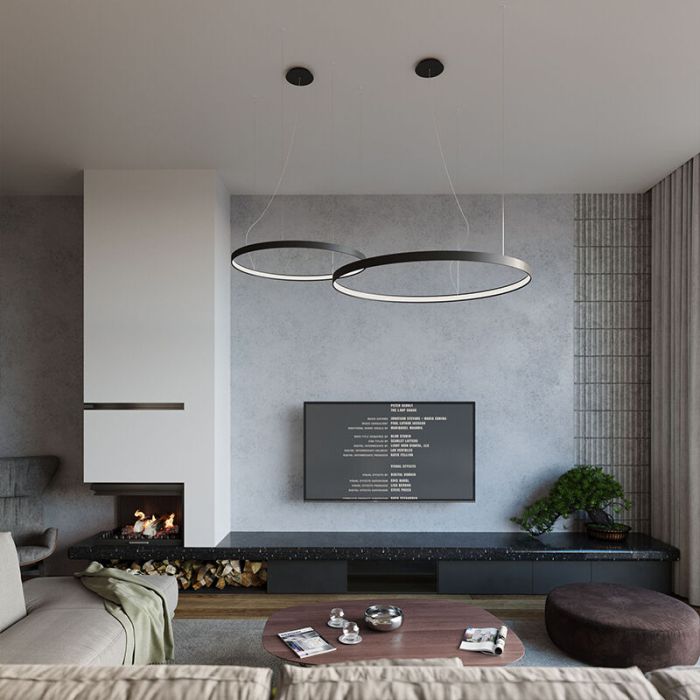 Aluminium Pendelleuchte Schwarz, Ringo, 50W, 3000K LED