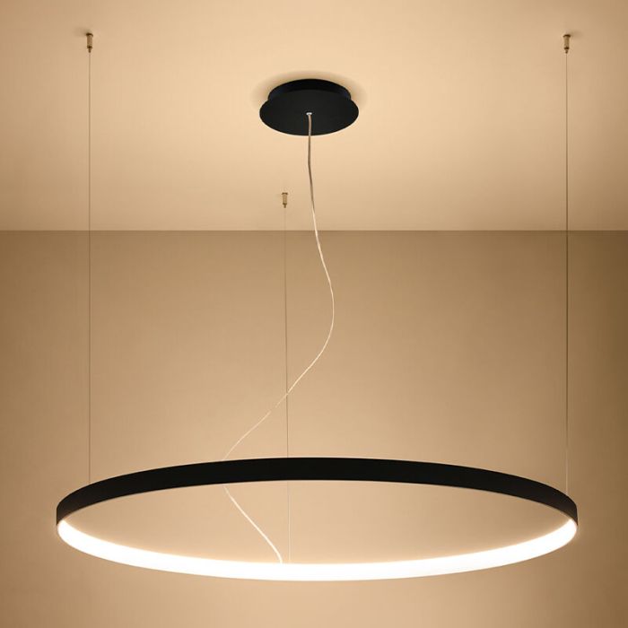 Aluminium Pendelleuchte Schwarz, Ringo, 70W, 3000K LED
