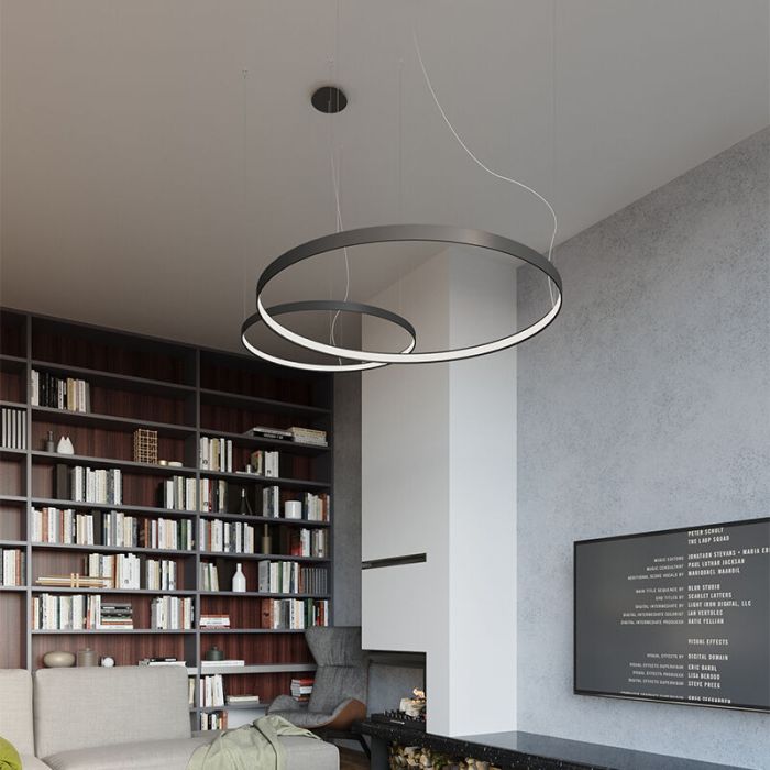 Aluminium Pendelleuchte Schwarz, Ringo, 70W, 3000K LED
