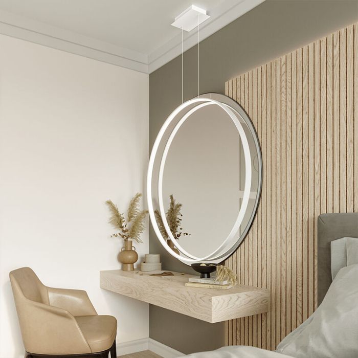 Aluminium Pendelleuchte Weiß, Ringo, 70W, 3000K LED