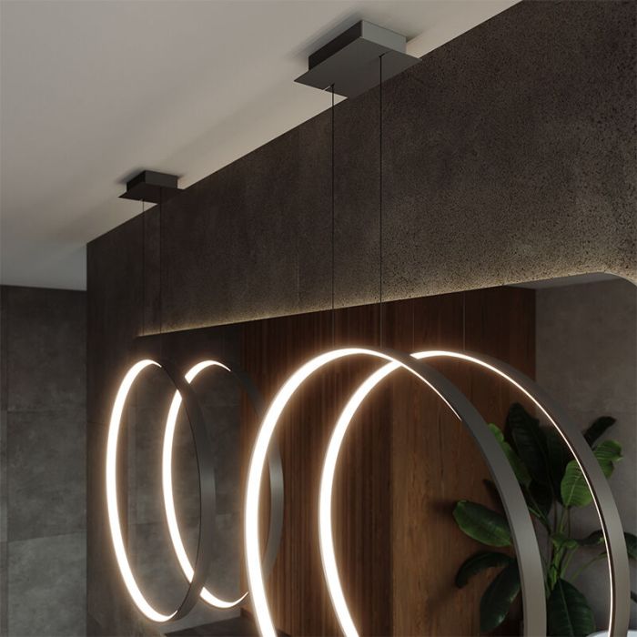Aluminium Pendelleuchte Schwarz, Ringo, 70W, 3000K LED