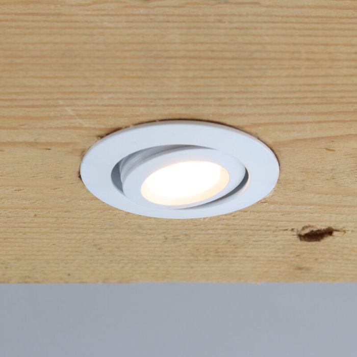 9 schwenkbare Einbaustrahler Terrassenüberdachung Rona, IP44, mit Anschlussset und Fernbedienung, Weiß
