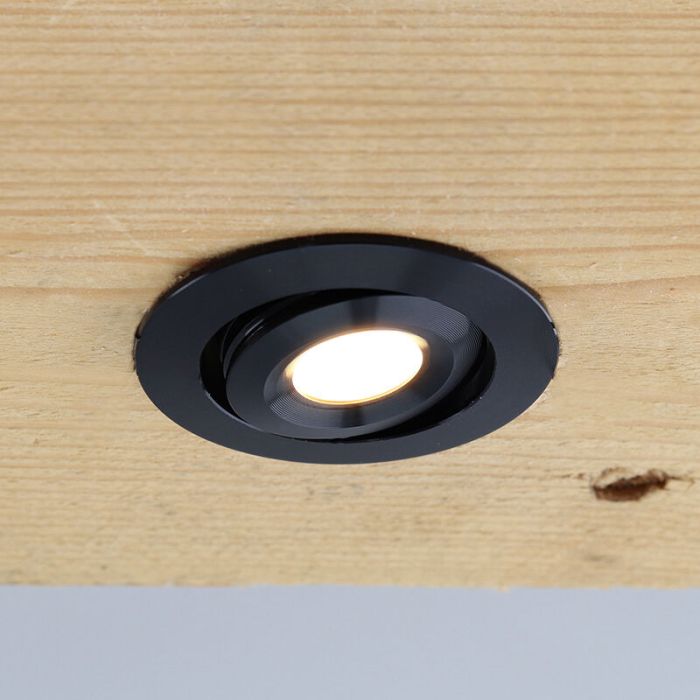 15 schwenkbare Einbaustrahler Terrassenüberdachung Rona, IP44, mit Anschlussset und Fernbedienung, Schwarz