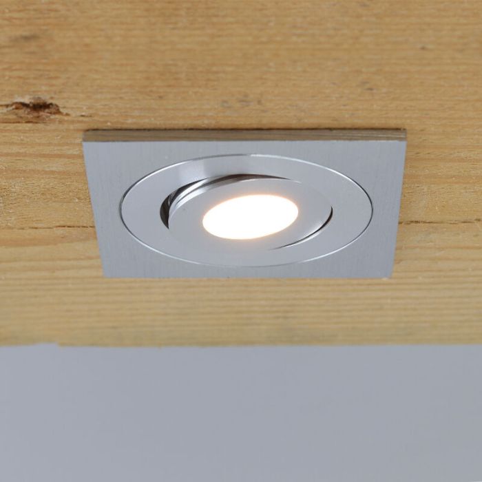 Rona eckige schwenkbare Veranda inbouwspot, IP44, dimbar, Chrom