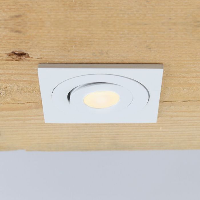 3 schwenkbare Einbaustrahler Terrassenüberdachung Rona eckig, IP44, mit Anschlussset und Fernbedienung, Weiß