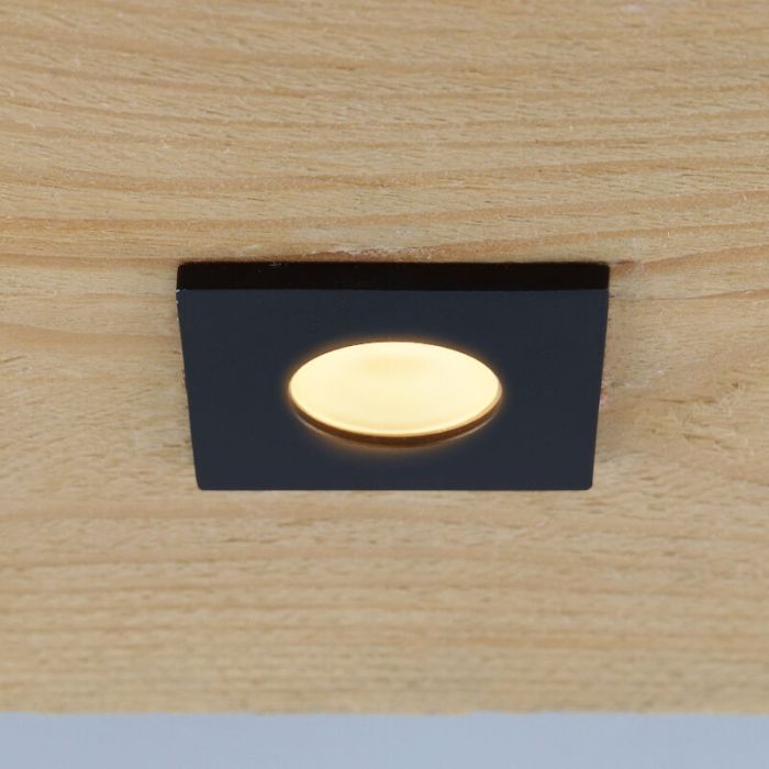 15 eckige schwarze Einbaustrahler Terrassenüberdachung Dico, IP65, inkl. Anschlussset und Fernbedienung