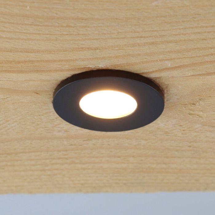 6 schwarze Smart Einbaustrahler Terrassenüberdachung Dico, IP65, inkl. Anschlussset