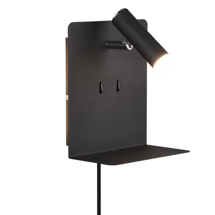 Schwarze Wandleuchte Design, Ricciolo, 3W, 3000K LED, mit Schalter