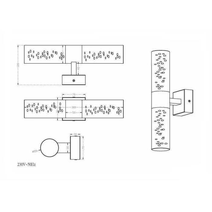 Chrom Up down Wandleuchte Design, Delfina, 3,2W, 3000K LED, IP44