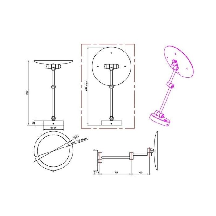 Chrom Wandleuchte Modern, Bartje, 3W, 3000K LED, IP44, mit Schalter